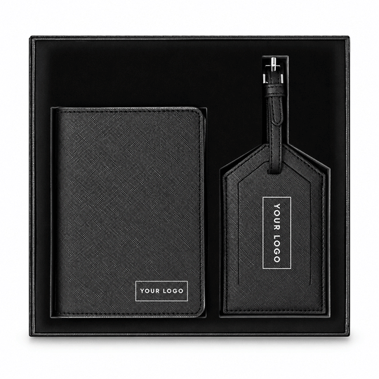 Black Personalised Passport & Lugage Tag Set
