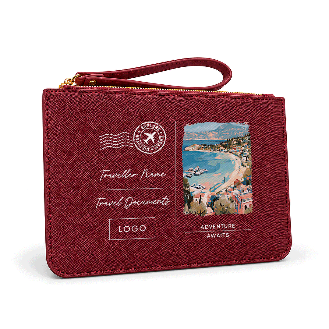 Burgandy Bespoke Postcard  Travel Wallet