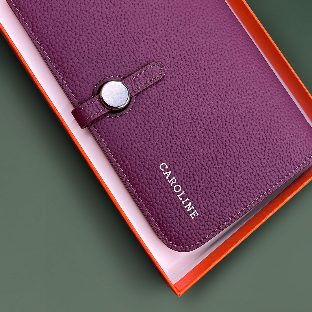 Cavendish Purple Leather Folio with box. Personalised