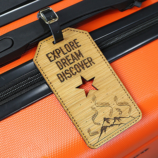 Northern Lights Oak Luggage Tag