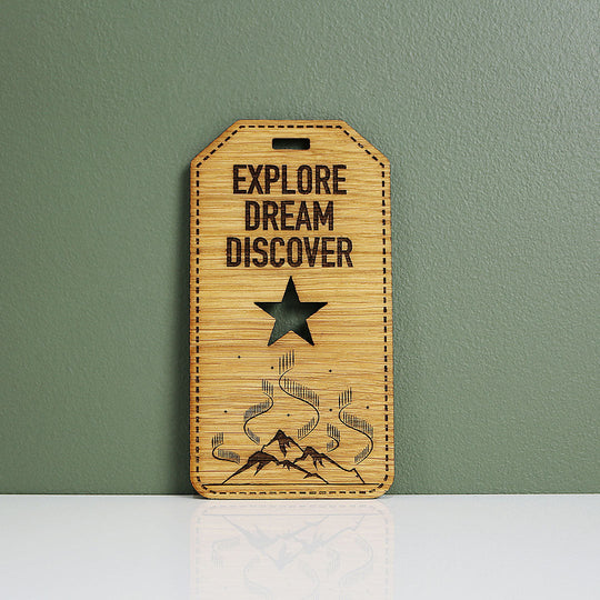 Northern Lights Oak Luggage Tag