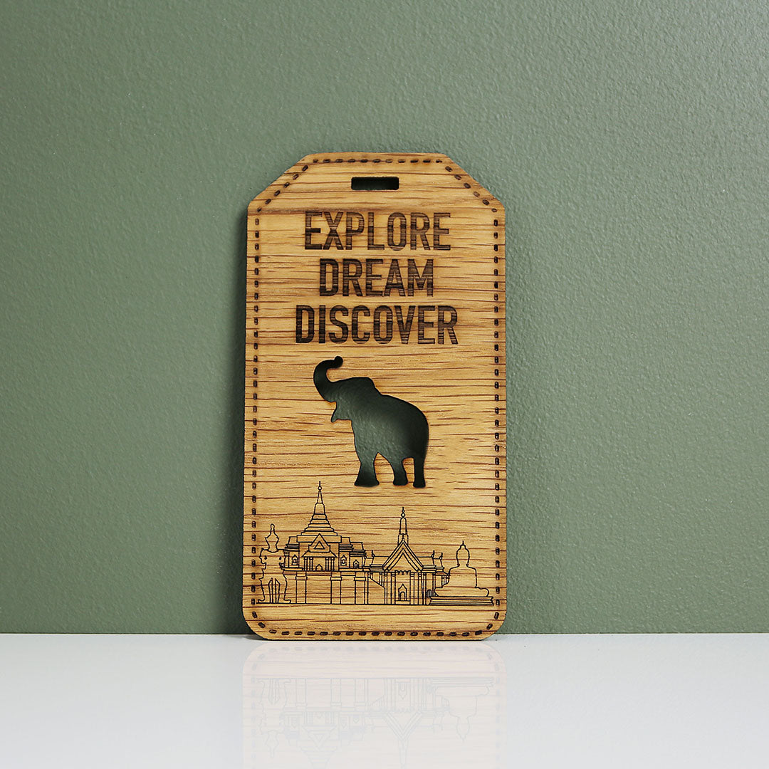 Adventure Awaits Oak Luggage Tag