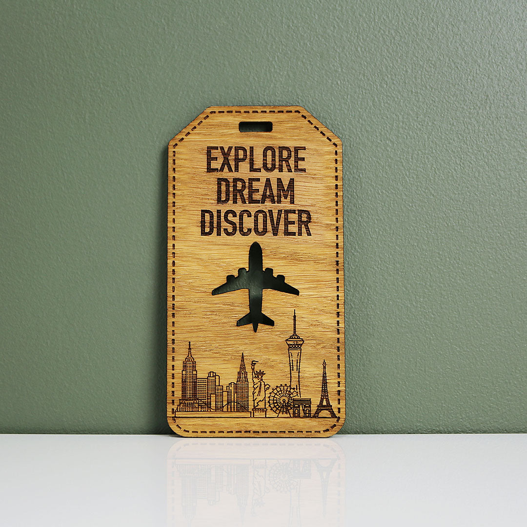 Mountains Oak Luggage Tag