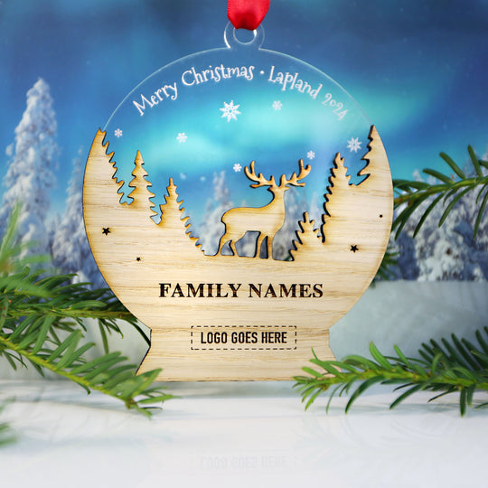 Lapland 2024 Acrylic Snow Globe Reindeer Memento (up to 2 names) with/without logo