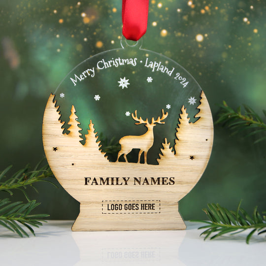 Lapland 2024 Acrylic Snow Globe Reindeer Memento (up to 2 names) with/without logo
