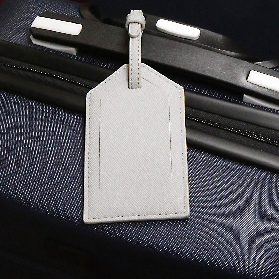 Saffiano Logo Luggage Tag Light Grey
