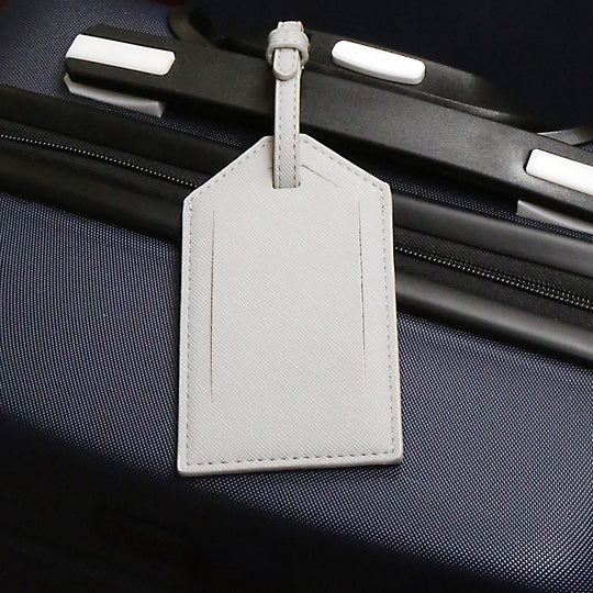 Saffiano Logo Luggage Tag Light Grey