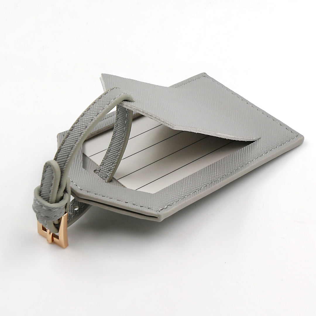 Saffiano Logo Luggage Tag Light Grey