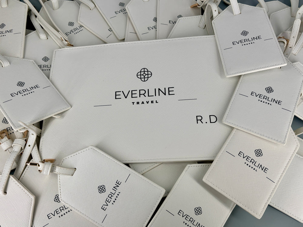 10 Saffiano White Luggage Tags