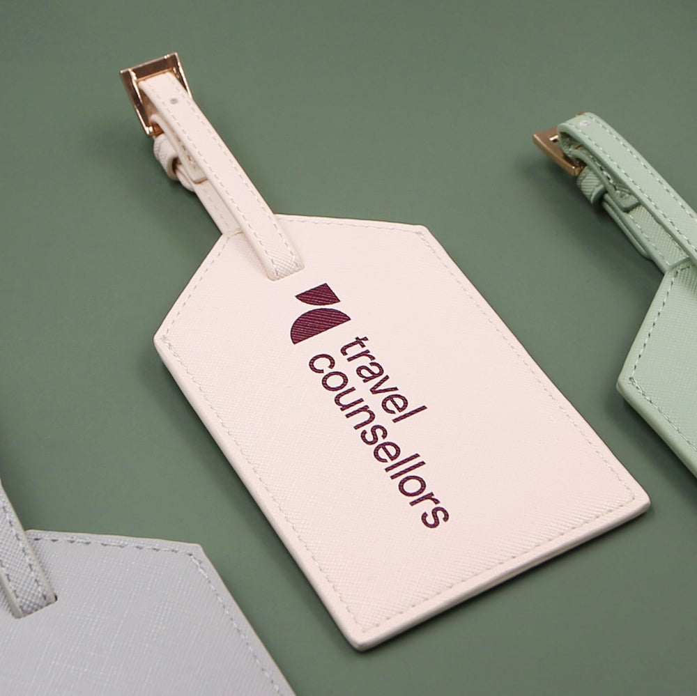 Saffiano Logo Luggage Tag Oyster