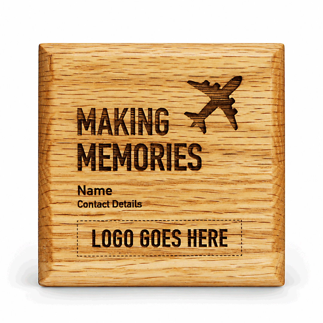 Solid Oak Making Memories Coaster
