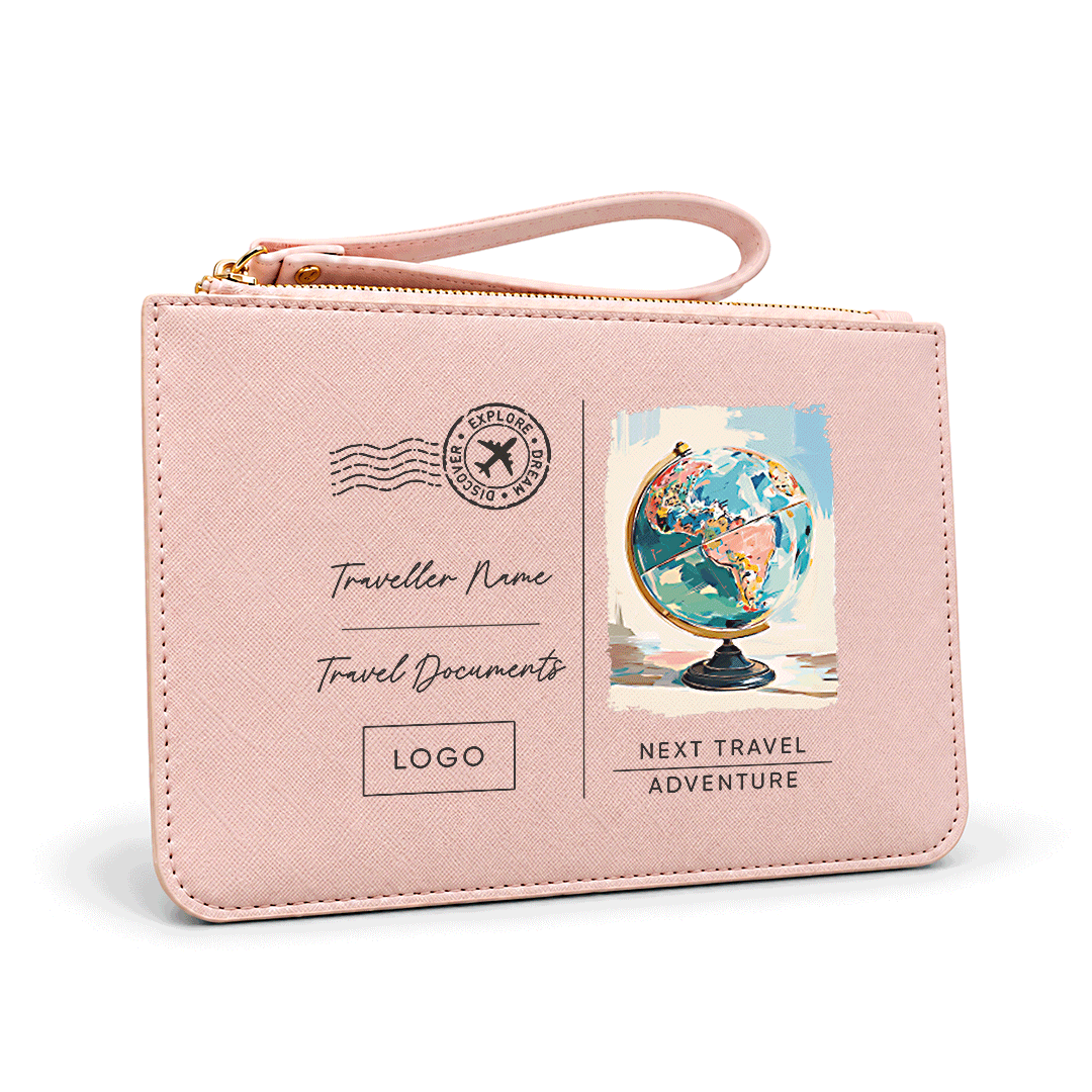 Pink Bespoke Postcard Travel  Wallet