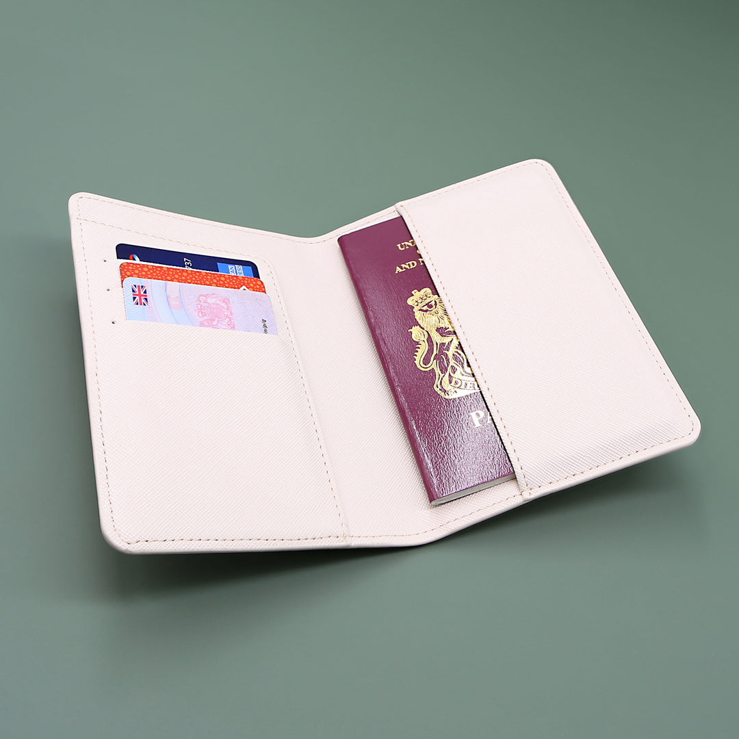 Personalised Passport Holder & Luggage Tag Gift Set Light Grey