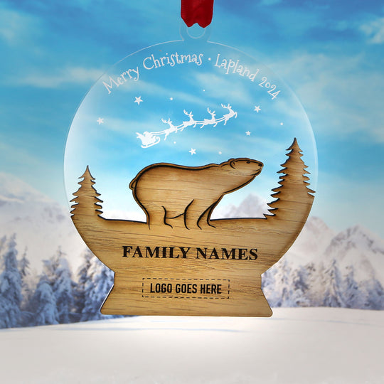 Lapland 2024 Acrylic Snow Globe Polar Bear Memento (up to 2 names) with/without logo