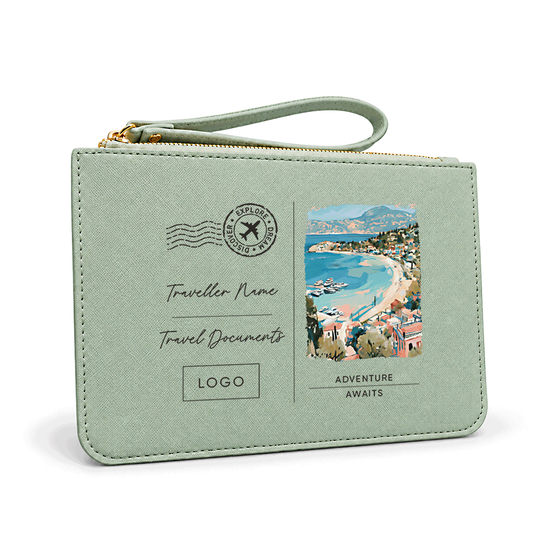 Sage Bespoke Postcard Travel  Wallet