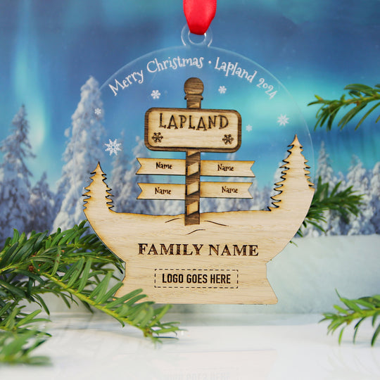 Lapland 2024 Acrylic Snow Globe Sign Post Memento (up to 4 names) with/without logo