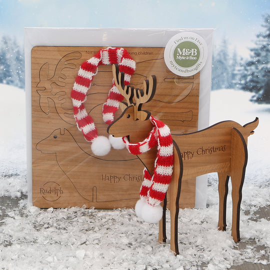 Rudolph Flat Pack, build it card/decoration (up to 6 names) with/without logo