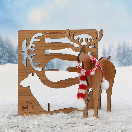 Rudolph Flat Pack, build it card/decoration (up to 6 names) with/without logo