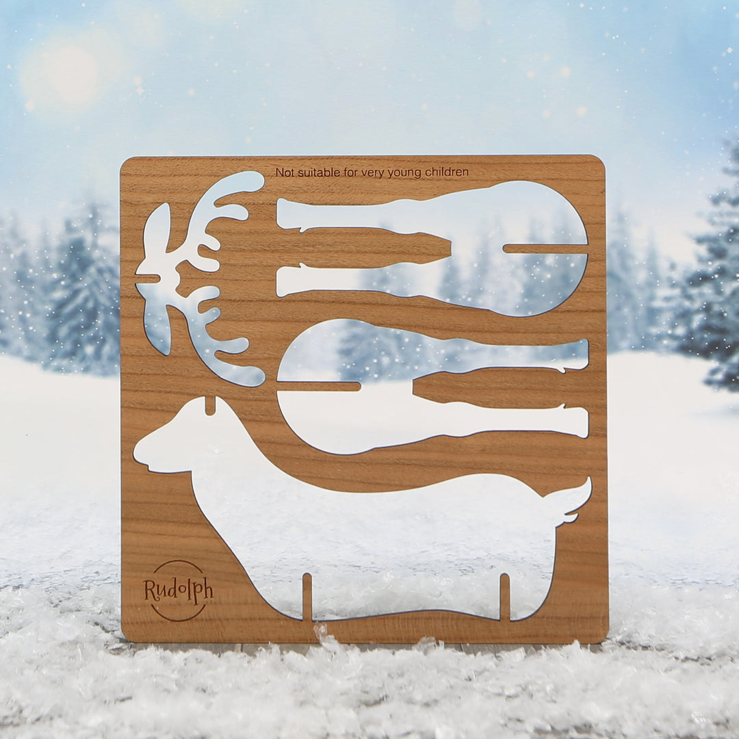 Rudolph Flat Pack, build it card/decoration (up to 6 names) with/without logo