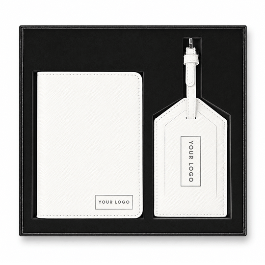 White Personalised Passport & Lugage Tag Set