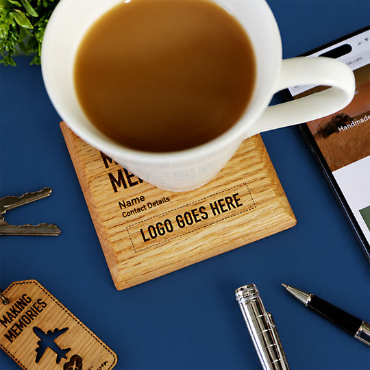 Solid Oak Explore, Dream, Discover Coaster
