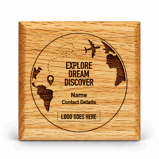Solid Oak EDD Map Coaster