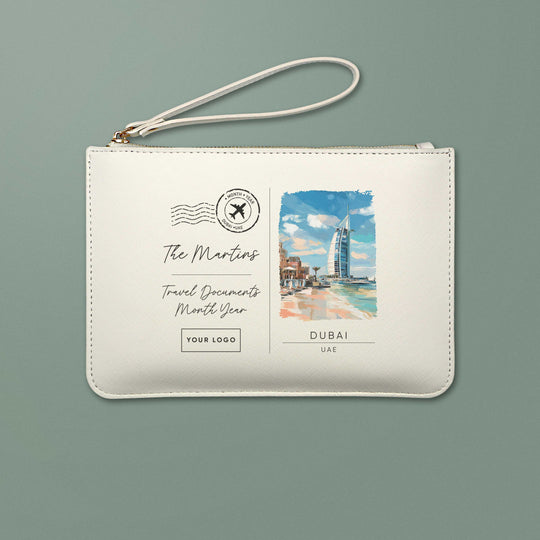 Dubai Saffiano Postcard Travel Wallet