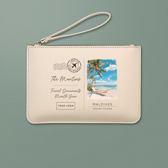 Maldives Saffiano Postcard Travel Wallet