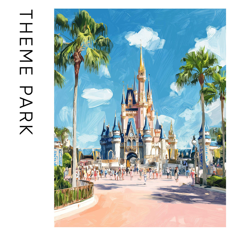 Theme Park Saffiano Postcard Travel Wallet