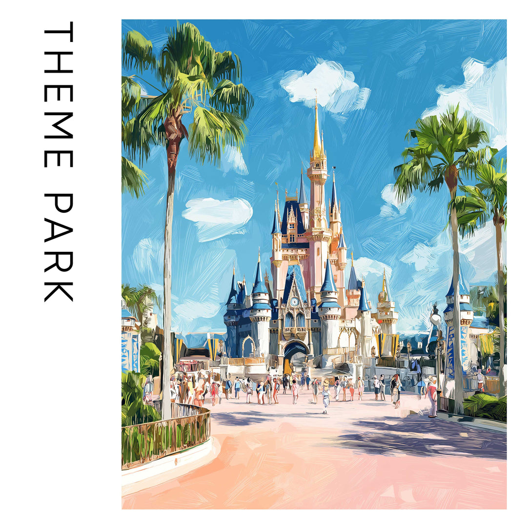 Theme Park Saffiano Postcard Travel Wallet