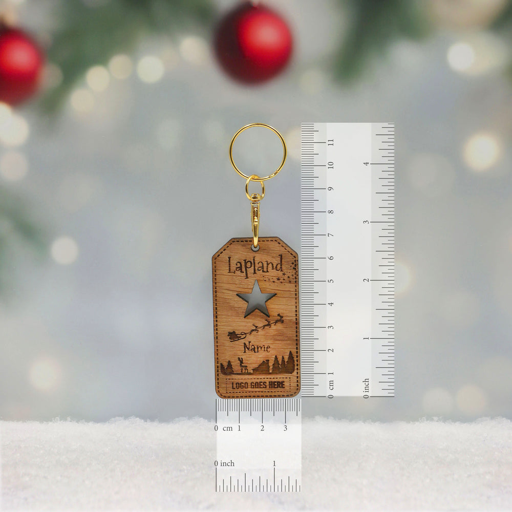 Lapland Name Logo Oak Keyring