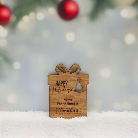 Oak Fridge Magnet Happy Holidays Festive Gift with logo