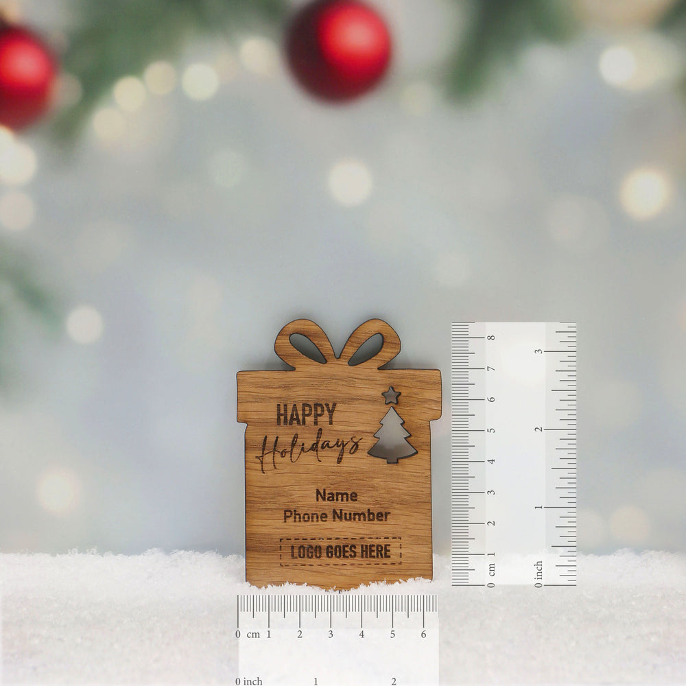 Oak Fridge Magnet Happy Holidays Festive Gift with logo