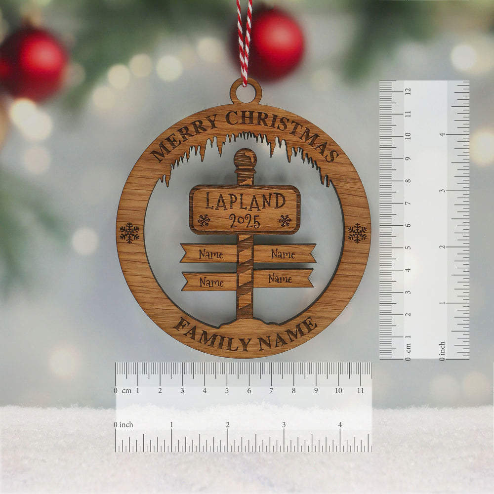 Oak Merry Christmas Lapland Signpost Memento (up to 6 names)