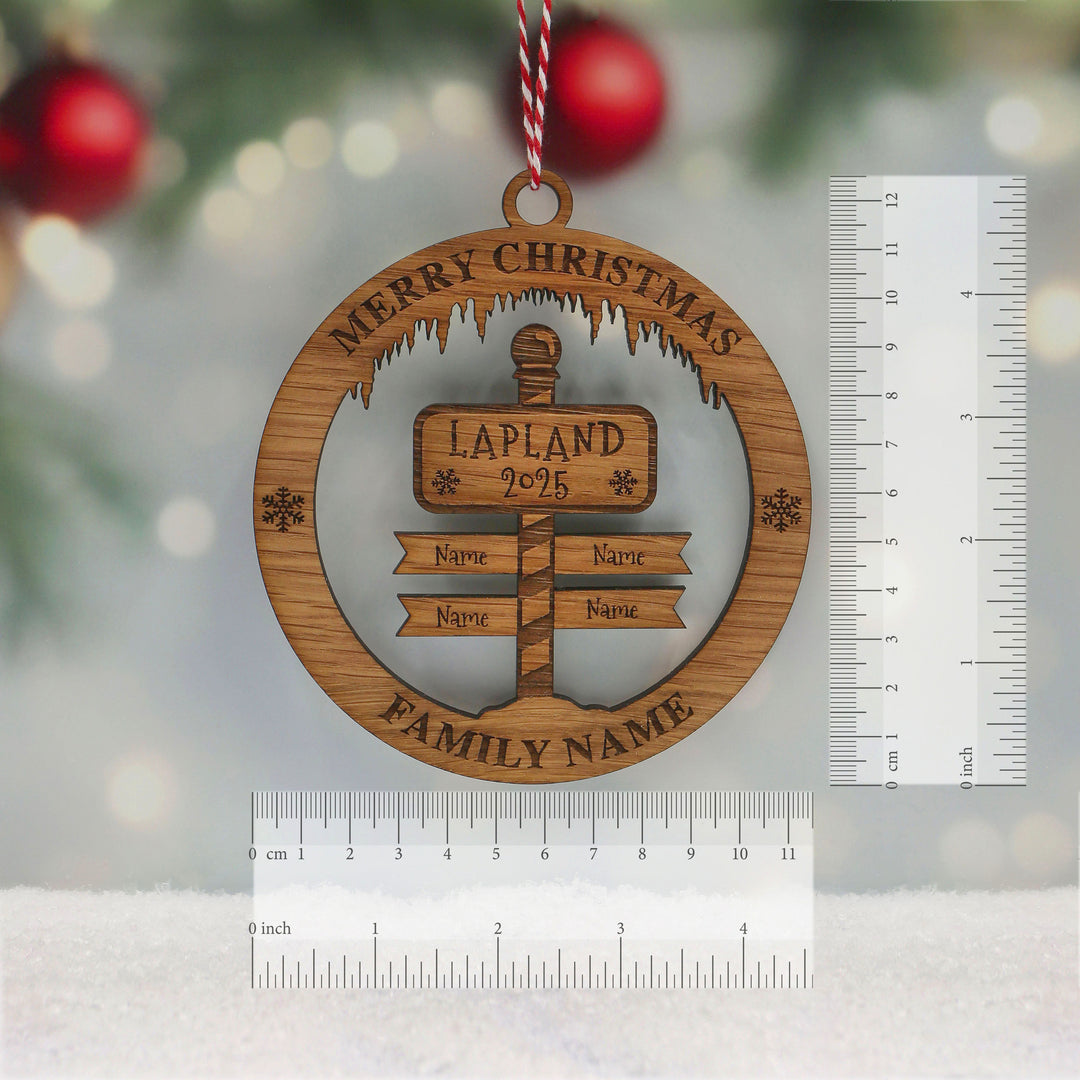 Oak Merry Christmas Lapland Signpost Memento (up to 6 names)