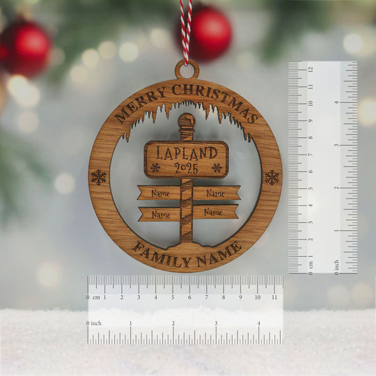 Oak Merry Christmas Lapland Signpost Memento (up to 6 names)
